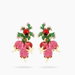 LES NEREIDES RADISH AND LADYBIRD CLIP-ON EARRINGS